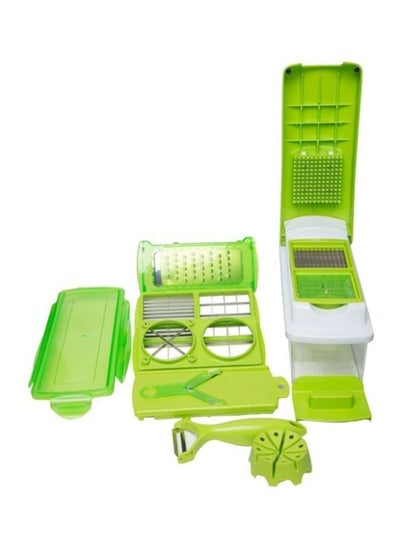 11-Piece Fruit And Vegetable Chopper And Slicer Set Green/White 1500ml