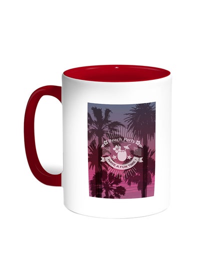 Beach Party Printed Coffee Mug Red/White 11ounce