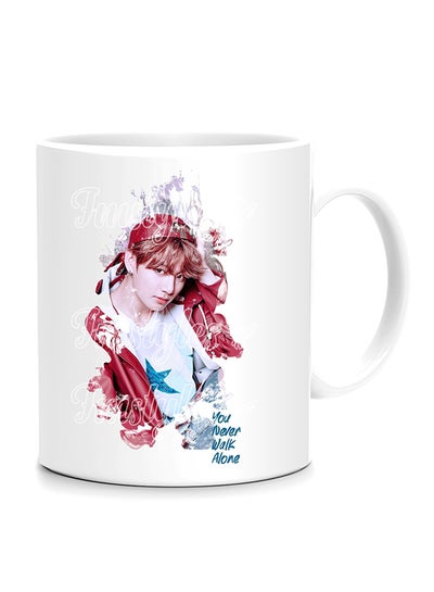 BTS You Never Walk Alone Printed Mug White/Red/Blue 10centimeter