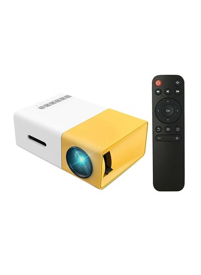 UK44 1080P Mini Projection Machine With USB/HD/AV/TF Card Slot/Mini Pocket Remote Controller For Smartphone/Laptop White/Yellow
