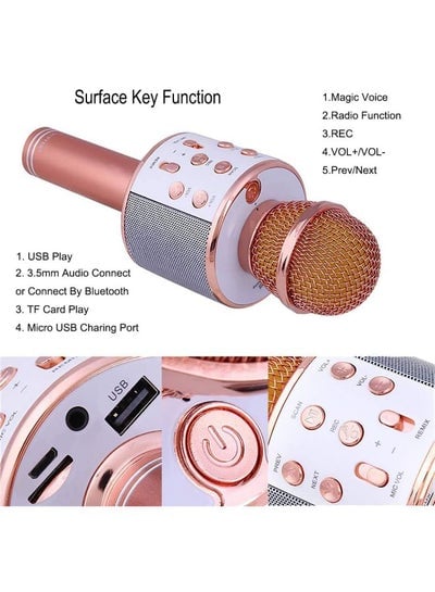 Bluetooth Wireless Karaoke Microphone Rose Gold/Silver