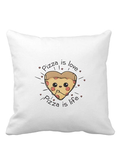 Pizza Is Love Printed Pillow White/Beige/Brown 40x40centimeter