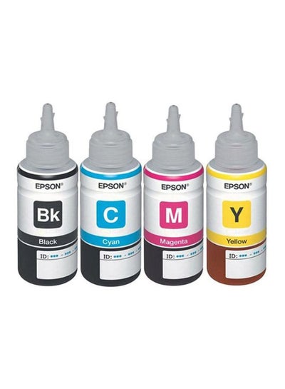4-Piece Refillable Ink Bottle Black/Cyan/Magenta/Yellow