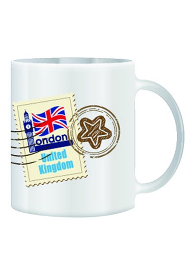 London Post Mark Design With Stamp Theme Mug White/Blue/Red 11ounce