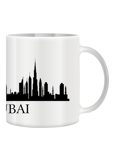 Dubai City View With Tall Building Sketch Mug White/Black 11ounce