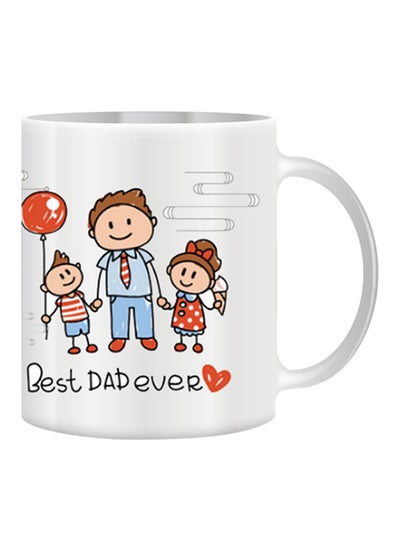 Cartoon Character With Best Dad Mug White/Beige/Red 11ounce