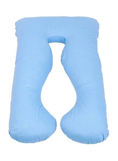 U-Shaped Maternity Pillow Cotton Blue 120x80centimeter