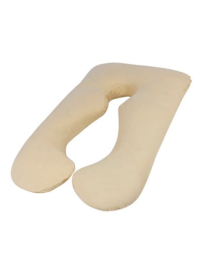 U-Shaped Maternity Pillow Cotton Beige 120x80centimeter