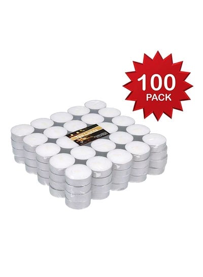 100-Piece Tea Light Candle Set White 5millimeter