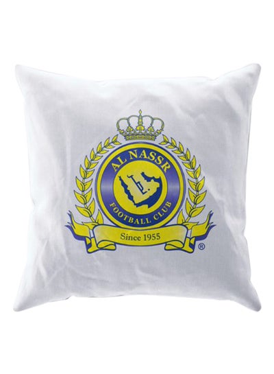 Printed Cushion Cover White/Yellow/Blue 40 x 40centimeter