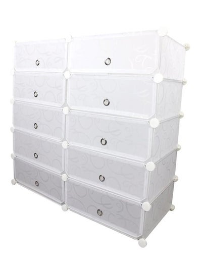 10-Cubes Rectangular Storage Shoe Cabinet White 95x95x37centimeter