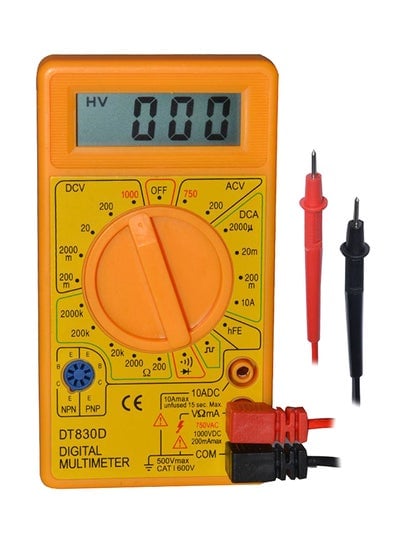 Digital LCD Multimeter Yellow/Orange 126X70X24millimeter
