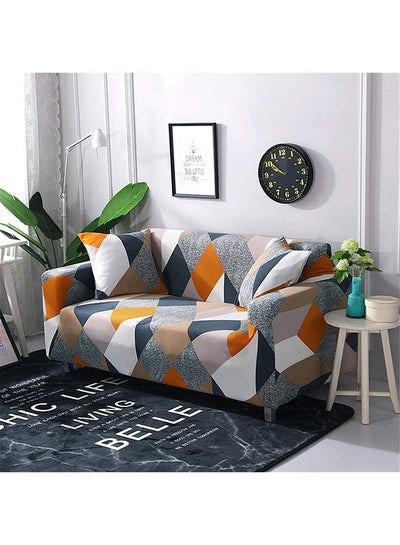 3-Seater Exquisitely Rhombs Designed Wrinkle-free Anti-slip 360-degree Full Coverage Sofa Slipcover Multicolour Length Stretch From 190 To 230cm