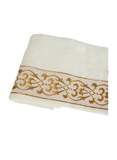 Embroidered Bath Towel White/Gold 80x150cm