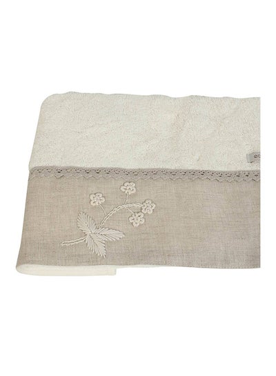 Embroidered Bath Towel Beige 150centimeter