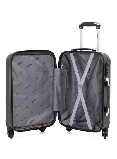 Hard Case Travel Bag Cabin Luggage Trolley ABS Lightweight Suitcase with 4 Spinner Wheels KH132 Black