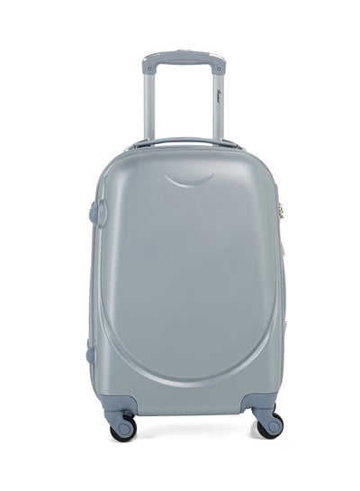 Hard Case Travel Bag Cabin Luggage Trolley ABS Lightweight Suitcase with 4 Spinner Wheels KH134 Silver