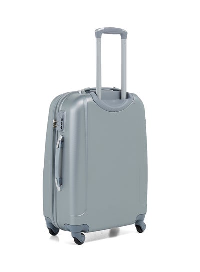 Hard Case Travel Bag Large Checked Luggage Trolley ABS Lightweight Suitcase with 4 Spinner Wheels KH134 Silver Grey