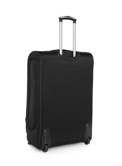 Soft Shell Travel Bag Medium Checked Luggage Trolley for Unisex Ultra Lightweight Expandable Suitcase With 2 Wheels Black