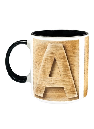 Alphabet A Printed Magic Coffee Mug Beige/Black/White 11ounce