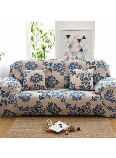 Bohemian Design Sofa Slipcover Beige/Blue 230centimeter
