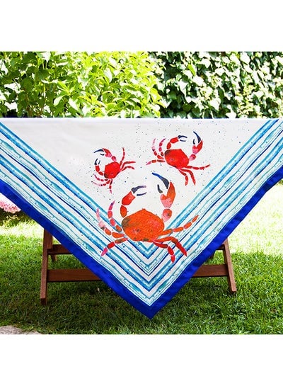 Anemoss Crab Printed Table Cloth White/Blue/Red 140x140centimeter