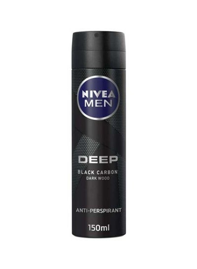 Men Deep Black Carbon Dark Wood Antiperspirant Spray Multicolour 150ml