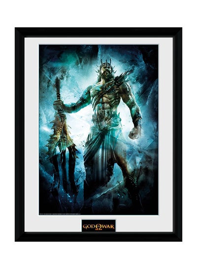 God of War Poseidon Poster With Frame Blue/Black/White 30x40centimeter
