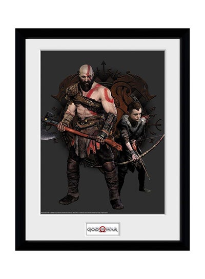 God Of War: Kratos And Atreus Poster With Frame Grey/Black/Brown 30x40centimeter