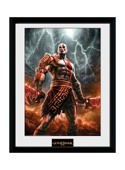 God Of War Kratos Lightening Wall Poster With Frame Grey/Gold/Brown 30x40centimeter