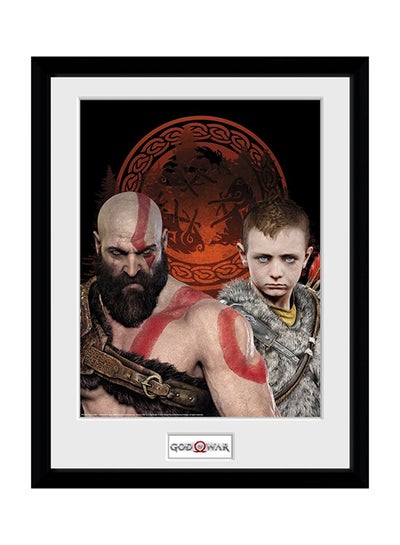 God Of War Poster With Frame Orange/Beige/Grey 30x40centimeter