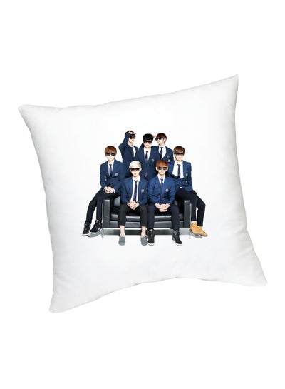 BTS Artistic Photo Printed Cushion White/Blue/Black 45centimeter