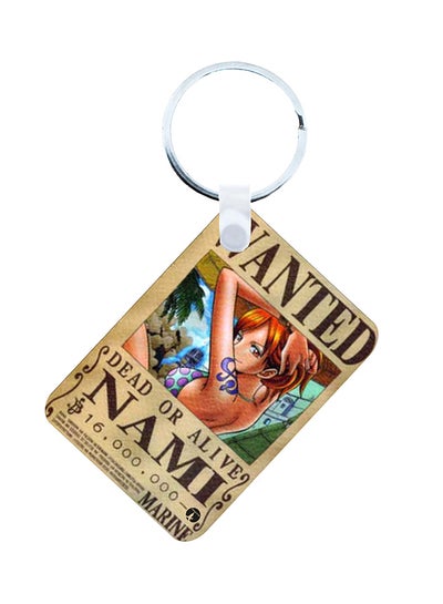 2-In-1 One Piece Printed Keychain And Necklace Beige/Brown/Blue