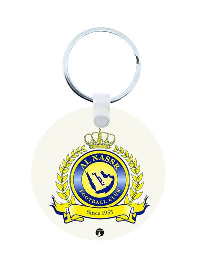2-In-1 Football Club Al-Nassr Printed Key Tags And Necklace Yellow/Blue/Silver