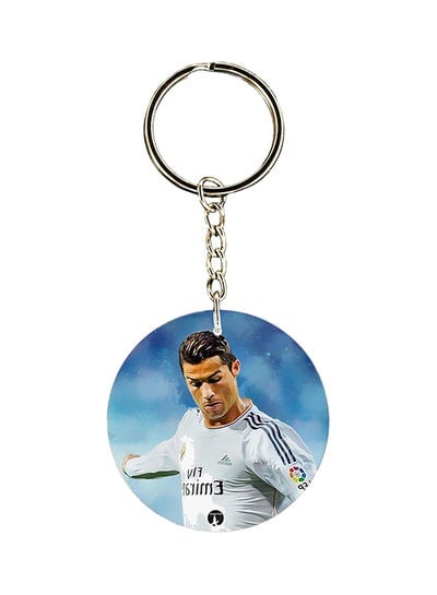 Cristiano Ronaldo Printed Keychian Blue/White/Silver