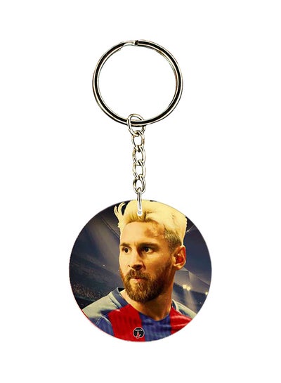 Plastic Lionel Messi Printed Keychain Blue/Yellow/Silver