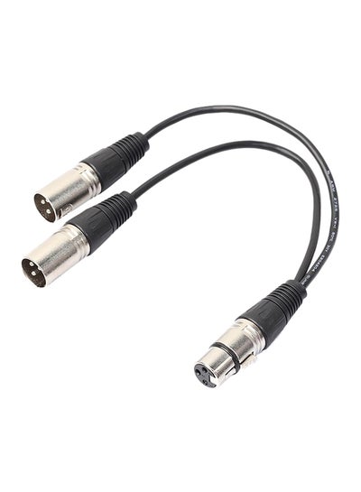 3P XLR Female Jack To Dual 2 Male Plug Y Splitter Adaptor Cord Cable 1.8meter Black