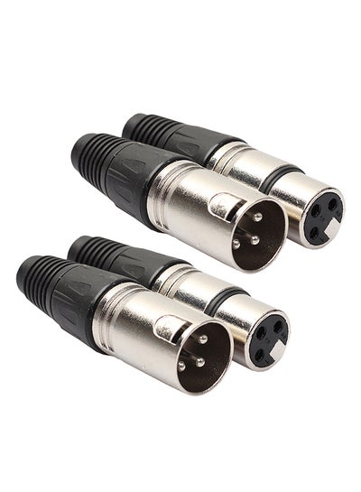 2 Pair XLR 3 Pin Female Mic Jack Plug Audio Microphone Cable Connector Black