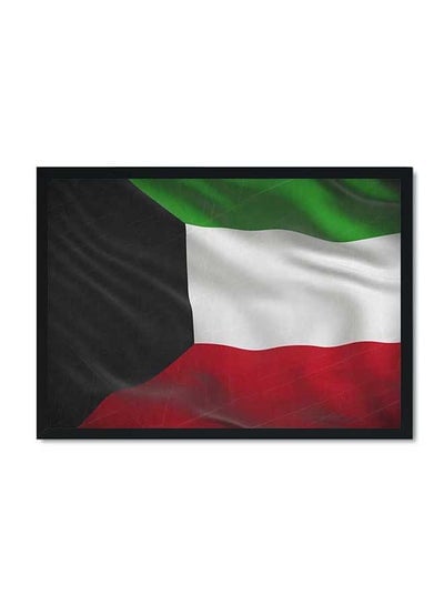 Kuwait Flag Poster With Wood Frame Multicolour 32 X 22 X 2centimeter