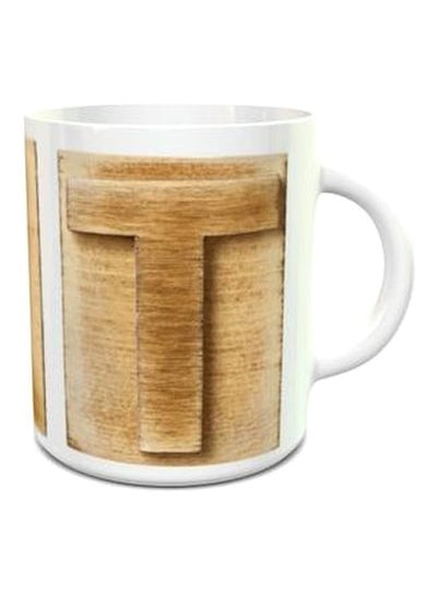 Alphabet T Design 133 Tea Cup Brown/White