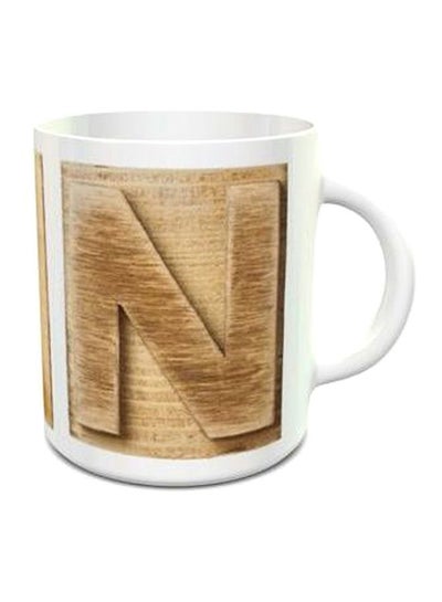 Alphabet N Design 127 Tea Cup Brown/White