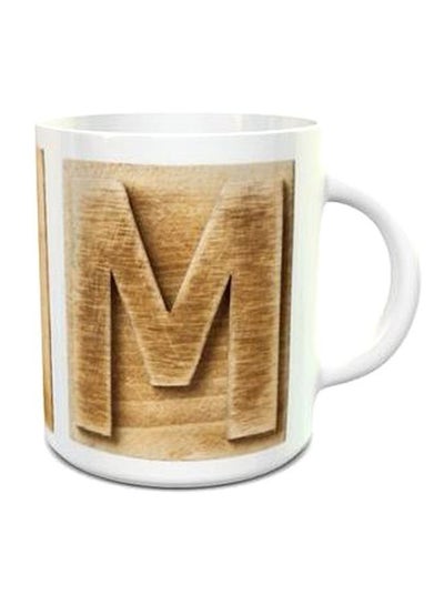 Alphabet M Design 126 Tea Cup Brown/White