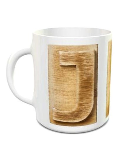 Alphabet J Design 123 Tea Cup Brown/White
