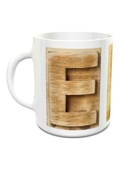 Alphabet E Design 118 Tea Cup Brown/White