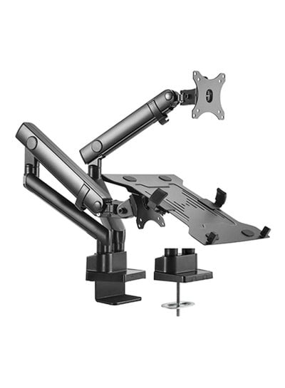 17 To 32 Inch Aluminum Slim Mechanical Spring Monitor Arm With Laptop Holder Black