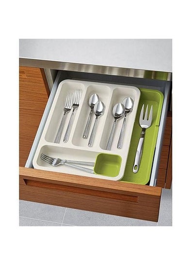 Kitchen Drawer Organizer For Spoons White/Green