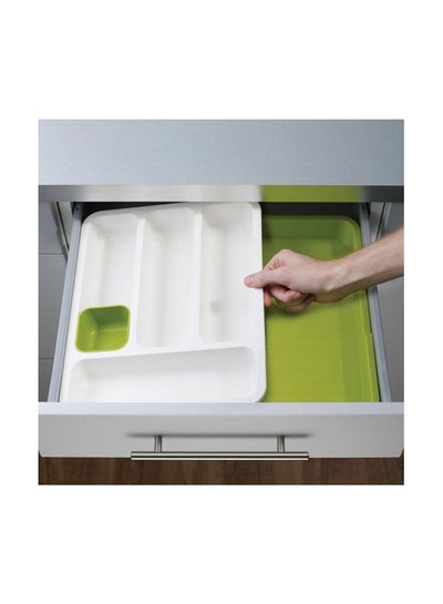 Multi-Slot Kitchen Drawer Organizer Off White/Green 36.5x28.3centimeter
