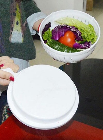 Salad Cutter Bowl Kitchen Fruit Vegetable Cutter White 22.5x10x18centimeter