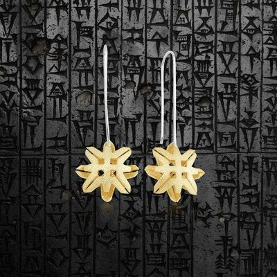 Gold Plated And Brass B.C. 3000 Flower Dangle Earrings