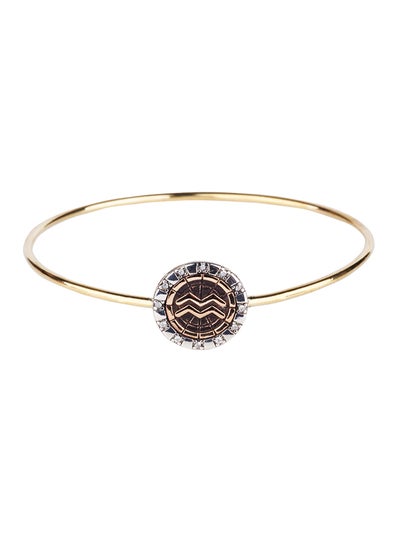 925 C Silver And Brass Horoscope Aquarius Bracelet with Zircon Stone